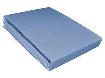 Простыня трикотажная для кровати, 90х180, хлопок, на резинке, синяя.