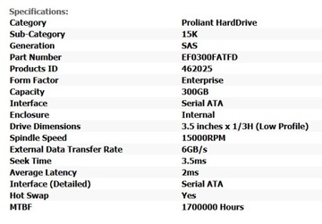 Серверный диск HP SAS 300 ГБ, 15 000, 15 000 об/мин, 6 ГБ/с