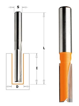 CMT Прямая фреза HM для дерева D=14 S=8 I=31,7 L=60