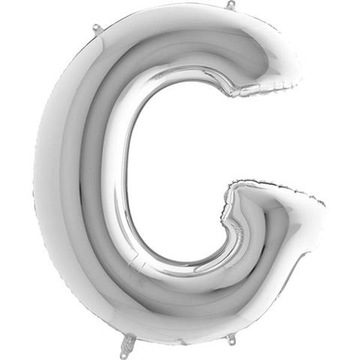 DUŻY balon foliowy SREBRNA LITERA G na HEL 100cm