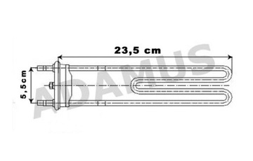 Нагреватель для стиральной машины A03 1500Вт WHIRLPOOL AWG/AWF 23,5см