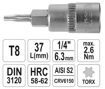 КЛЮЧ TORX 1/4