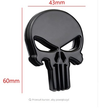 Punisher naklejka emblemat metal 3d black