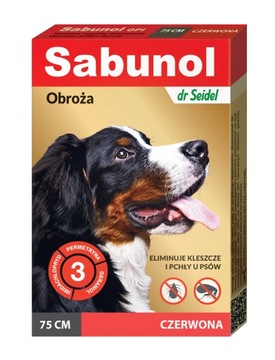 Sabunol obroża czerwona kleszcze pchły 75 cm