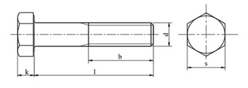 Винты M16x85 с шестигранной головкой 10,9 черные DIN 931 1 шт.