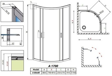 RADAWAY PREMIUM PLUS Кабина 80x80x170 ГРАФИТ