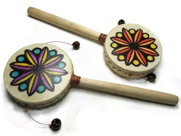 Bębenek Instrument BĘBEN Drewno + Skóra Malowany