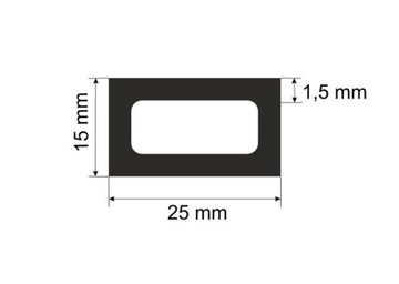 Труба алюминиевая прямоугольная 25х15х1,5 мм – 2 м