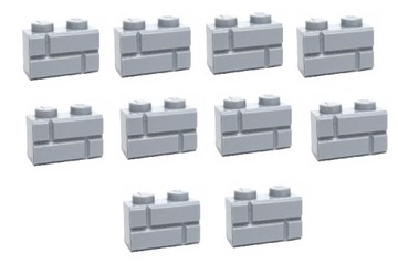 LEGO cegły 1x2 murek kolor szary 98283 10szt NOWE