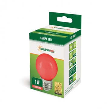 ŻarówkA LED E27 1W Kulka Dekoracyjna 230V CZERWONA