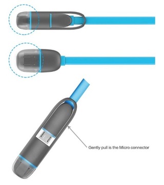 ПРОЧНЫЙ ПЛОСКИЙ КАБЕЛЬ 2-в-1 MICRO USB TYPE C USB-C НОВЫЙ