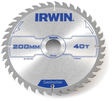 ЦИРКУЛЯРНАЯ ПИЛА 200х30х2,5мм 40z ATB CONSTRUCTION IRWIN