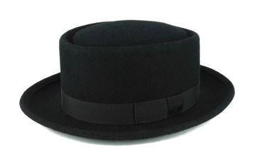 Pánsky klobúk PORK PIE 100% vlna r 59 čierny