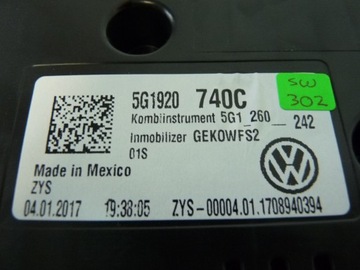 MBM VW GOLF 7 PŘÍSTROJOVÁ DESKA BUDÍKY 5G1920740C