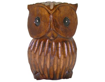 TRZY SOWY Drewno rzeźba zestaw 3 szt. sowa 20cm
