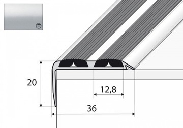 Listwa schodowa A37N antypoślizgowa 120cm SREBRO