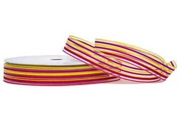 WSTĄŻKA TKANA KOLOROWE PASKI 2cm/10m tasiemka