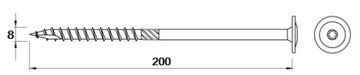 ВИНТ СТОЛЯРНЫЙ С ШАЙБОЙ ГОЛОВКОЙ 8.0Х200 (50ШТ.)