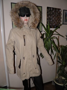 BERSHKA EXTRA PARKA CAŁOROCZNA R_L