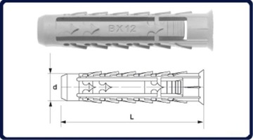 BX 6x30 kołek czterodzielny pusty 200szt.