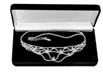 choker srebrny efektowny naszyjnik kolia srebrna kryształy szeroka glamour