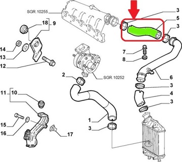 ШЛАНГ ТУРБОИНТЕРКУЛЕРА LANCIA LYBRA 1.9 JTD