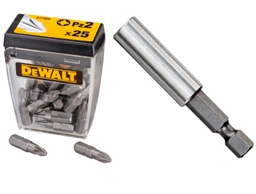 BITY BIT KOŃCÓWKA Pz2 25szt DEWALT DT7908 + UCHWYT