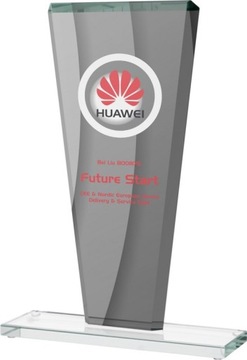 ELEGANCKA statuetka szklana z nadrukiem: 25cm /1cm