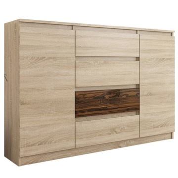 КОМОД 140 СМ ШКАФ 4 ЯЩИКА 2 ПОЛКИ SONOM GLOSS