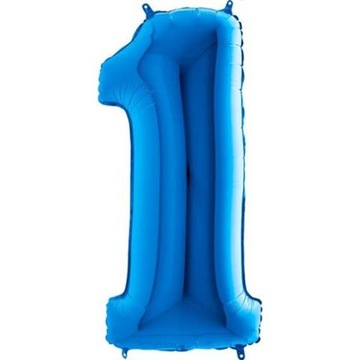 BALON FOLIOWY CYFRA 1 NIEBIESKI URODZINY-100CM-018