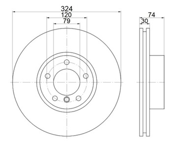 TARCZE 0439 GT KLOCKI BMW 5 E39 przód 324mm wys.74
