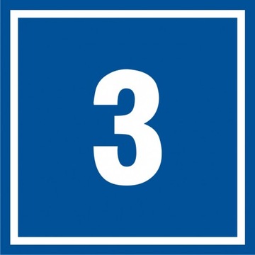 Numer 3 znak tabliczka 10x10 płyta PCV