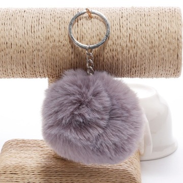 POMPON BRELOK FUTRO KEYCHAIN ZAWIESZKA DO KLUCZY