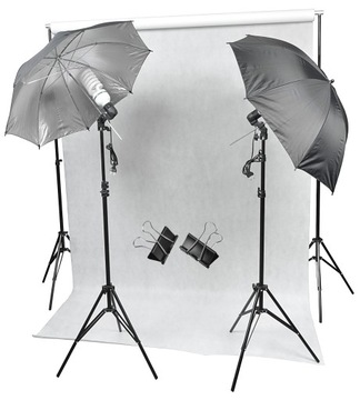 ZESTAW DOMOWE STUDIO 2x125W + TŁO FOTOGRAFICZNE