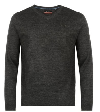 PIERRE CARDIN sweter swetr w serek HIT tu: XL