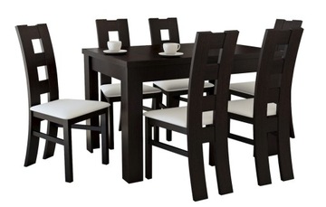 prostokątny 80x140 do 180 stół + 6 krzeseł