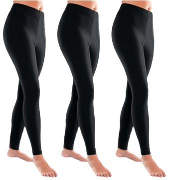 LEGGINSY DAMSKIE Bawełna Lycra kryjące CZARNE - 3XL