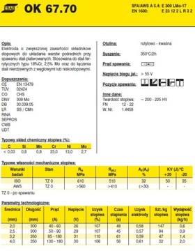 Elektrody 309L Esab OK 67.70 5,0x350 1KG