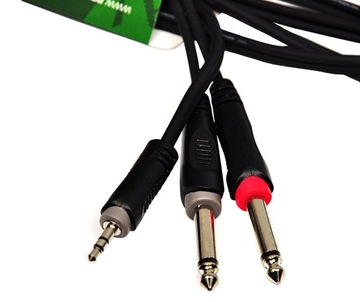 Kabel insertowy Jack 3.5 stereo/2xJack 6.3 mono 3m