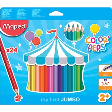 Kredki trójkątne Jumbo Maped Colorpeps 24 kolory w kartonowym etui