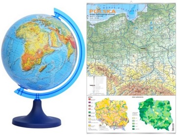 Globus fizyczny 3D 320+Polska mapa ogólnogeografi