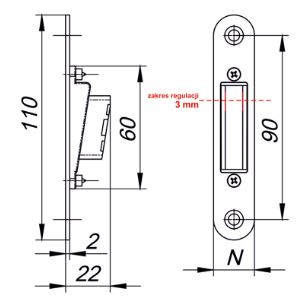 Zamek Magnetyczny Zaczep Regulowany LOB ASSA ABLOY 72/50 CZARNY Łazienka WC