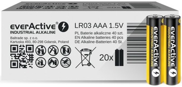 40x BATERIE everActive Industrial LR3 R3 AAA 40szt