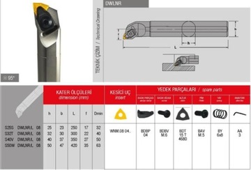 Инструмент для токарного растачивания S32T DWLNR 08 WNMG 0804