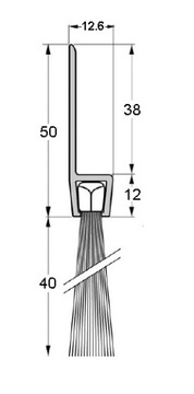 Щеточный уплотнитель для дверей Д-1000мм, В-40мм