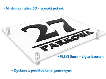 АДРЕСНАЯ ТАБЛИЧКА НОМЕР ДОМА 30х25 из ПЛЕКСИ 5мм ПРОСТАВКИ, ДОСКА