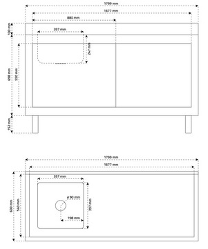 ШКАФ ДЛЯ МОЙКИ КИСЛОТОСТОЙКИЙ РАБОЧИЙ СТОЛ 180см