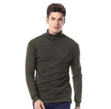 Elegancki golf sweter męski AREK swetry M oliwkowy