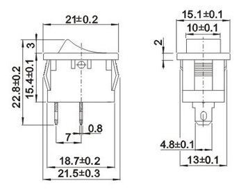 Кулисный переключатель RED 6A 250V 2pin (0569)