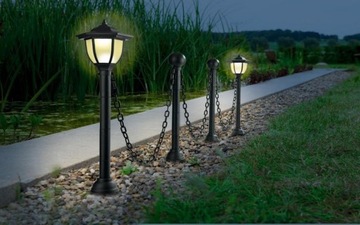 Lampa solarna antyczny płot - 4 słupki, łańcuch.